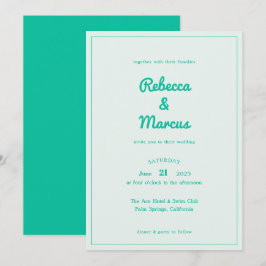 Modernes kühnes Smarald Mint Retro Vibes Wedding Einladung
