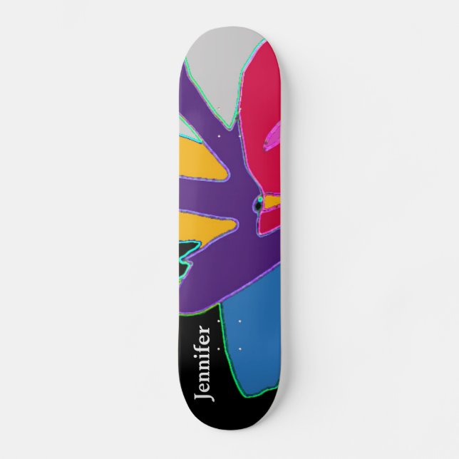 Modernes Kunstdesign Personalisiert Name Coole Nie Skateboard (Vorderseite)
