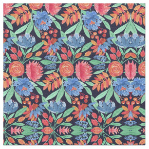Modernes, Künstlerisches Korallenblau, florales Wa Stoff