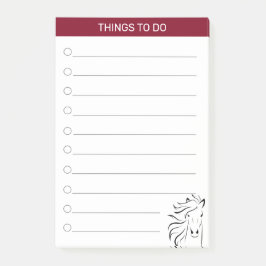 Modernes Kunstpferd in Bordeaux und Weiß Post-it Klebezettel
