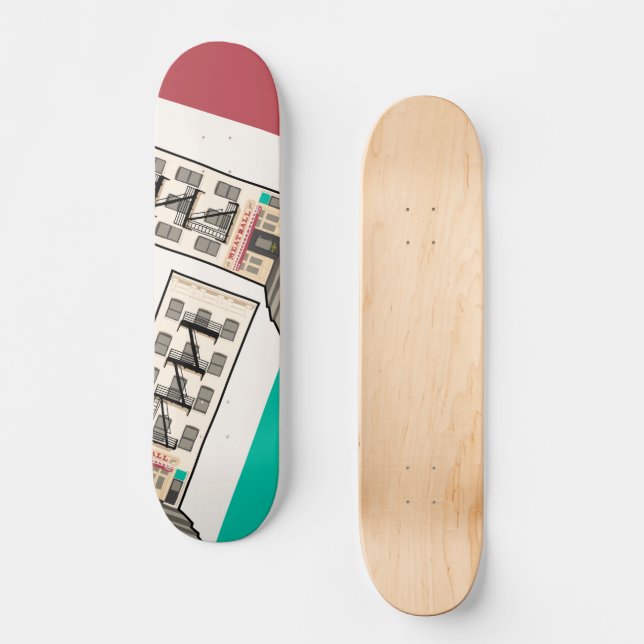 Modernes Kunstwerk der New Yorker Architektur Skateboard (Vorderseite)