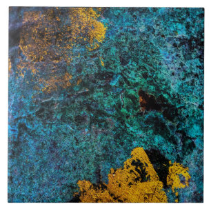 Modernes Kupfer Metallisch Blau Gold Fliese
