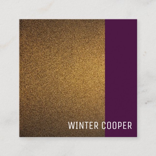 Modernes Kupfergold-violett minimalistisch Quadratische Visitenkarte (Vorderseite)