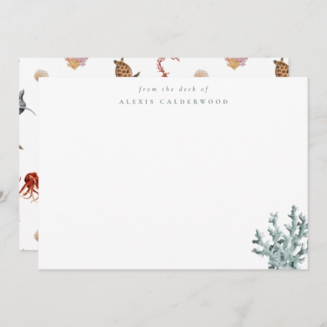 Modernes Küstenkorallenriff Personalisiert Mitteilungskarte (Vorne/Hinten)