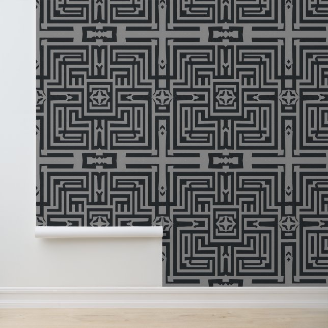 Modernes Labyrinth: Schlichte Geometrische Art Dec Tapete (Anwendung)
