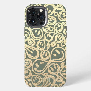 Modernes Lächeln Lächelndes Gesichtsmuster Moss Gr iPhone 13 Pro Max Hülle