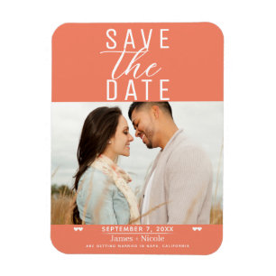 Modernes Lachs Pink Save the Date Hochzeitsfest Fo Magnet