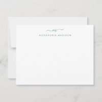Modernes Lake Green Script Monogram Swash Statione