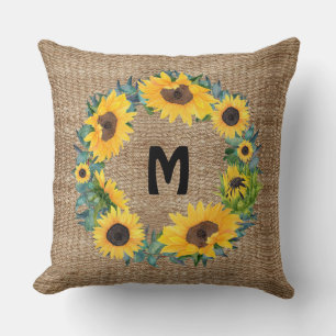 Modernes Land Bloral Sonnenblumenjute personalisie Kissen