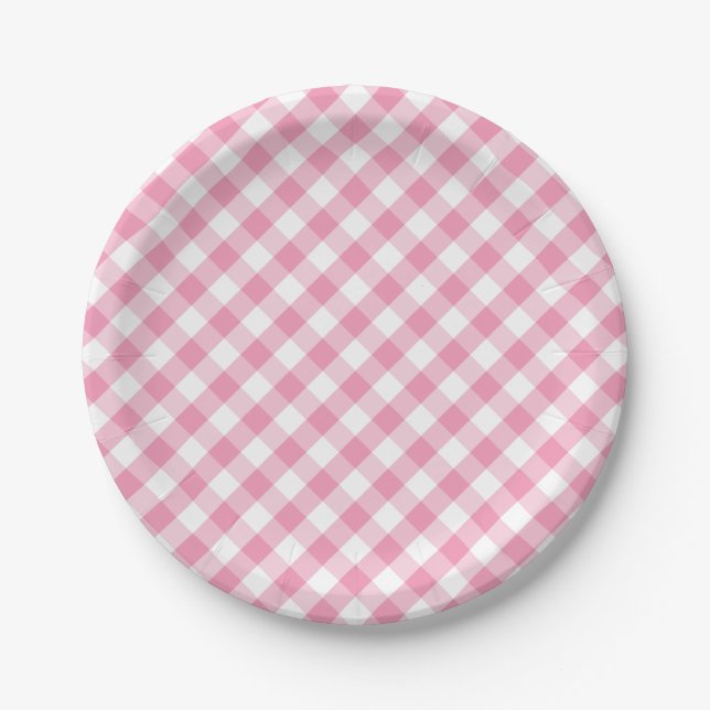Modernes Land-Gingham-Karo-Muster Pappteller (Vorderseite)