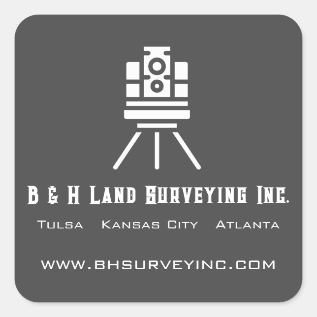 Modernes Land Surveyor Business Quadratischer Aufkleber (Vorderseite)
