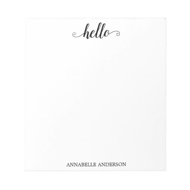 Modernes Lässiges, elegantes Script Black Gray Hal Notizblock (Vorderseite)