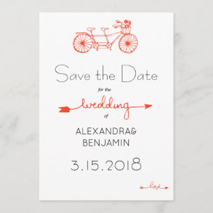 Modernes lässiges Tandem-Fahrradhochzeitdatum gere Save The Date
