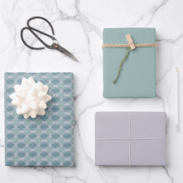 Modernes Lavendel Grau Sommer Grün Muster Geschenkpapier Set