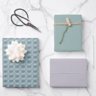 Modernes Lavendel Grau Sommer Grün Muster Geschenkpapier Set