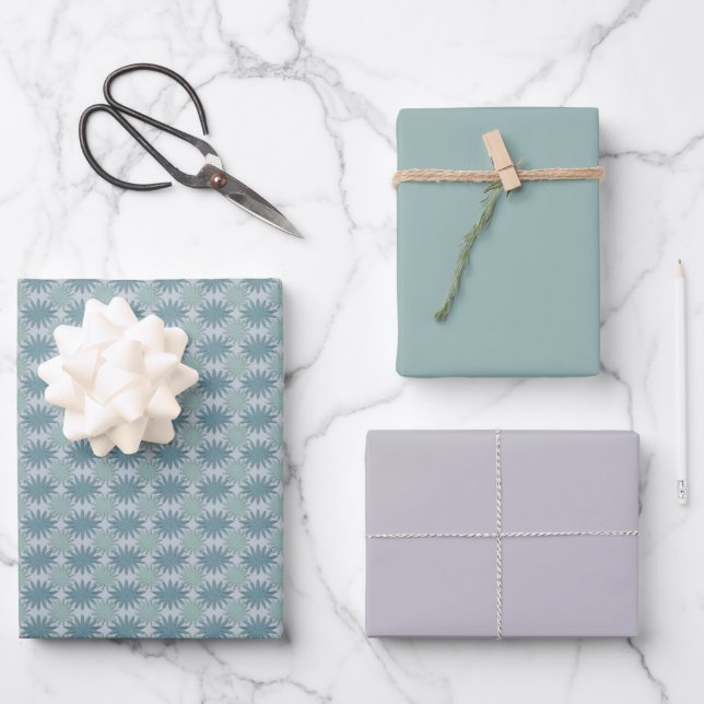 Modernes Lavendel Grau Sommer Grün Muster Geschenkpapier Set (Vorderseite)
