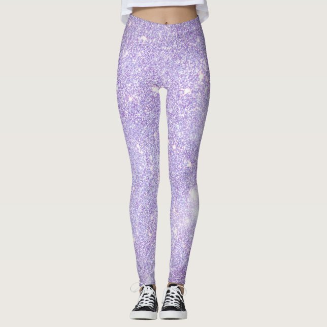 Modernes Lavendel lila Glitzer Glitzern Gift Leggings (Vorderseite)