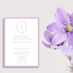Modernes Lavendel Lila-klassisches Monogramm Einladung