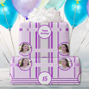 Modernes Lavendelrosa Streifen - kundenspezifische Geschenkpapier