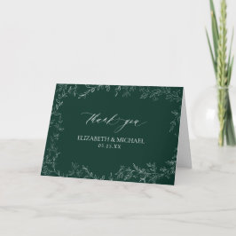 Modernes Leaf Emerald Green Formal Foto Vielen Dan Karte
