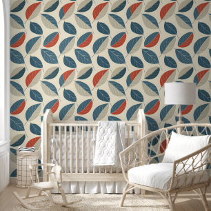 Modernes Leaf Motif Tapete
