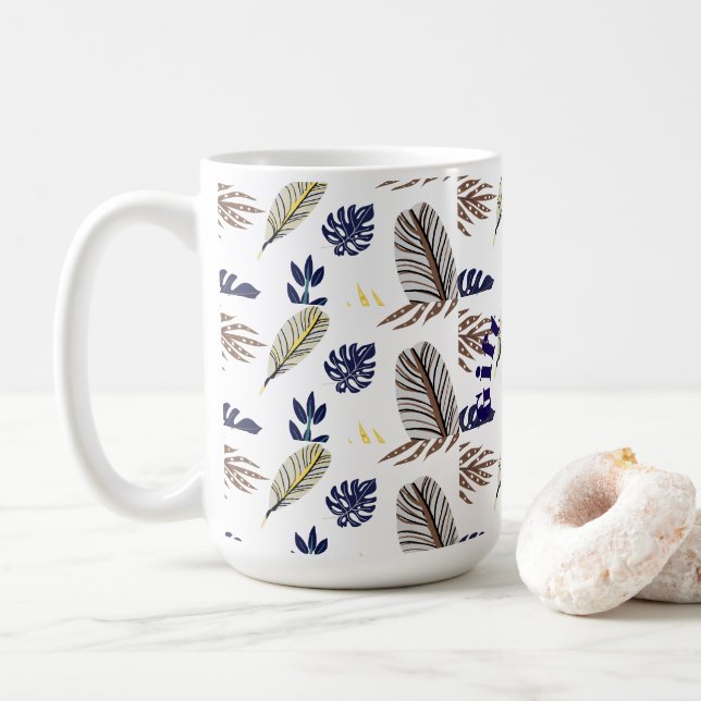 Modernes Leaf-Muster Kaffeetasse (Mit Donut)