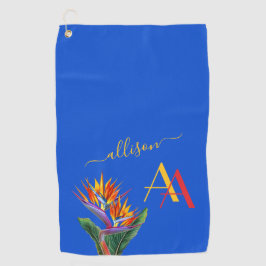 Modernes, lebendiges, florales Monogramm Golfhandtuch