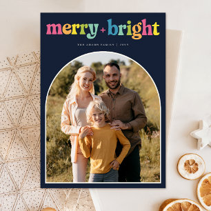 Modernes, lebendiges Merry + Bright Arch Foto Weih Postkarte