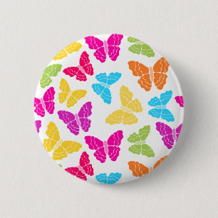 Modernes, lebendiges Rainbow Butterfly Niedliches  Button