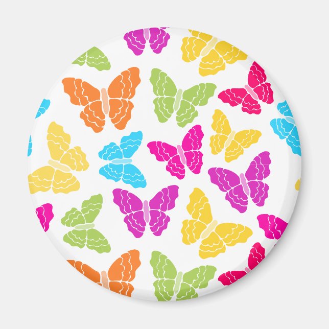 Modernes, lebendiges Rainbow Butterfly Niedliches  Magnet (Vorne)