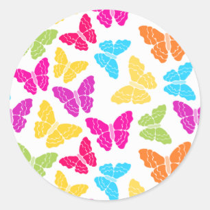 Modernes, lebendiges Rainbow Butterfly Niedliches  Runder Aufkleber