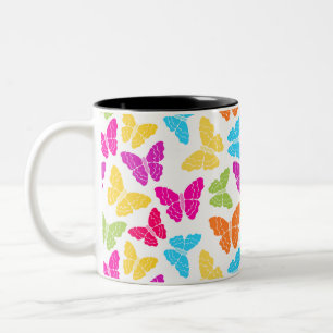 Modernes, lebendiges Rainbow Butterfly Niedliches  Zweifarbige Tasse