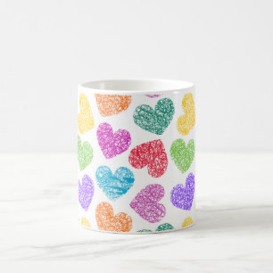 Modernes, lebendiges Regenbogen Doodle Herz Niedli Kaffeetasse