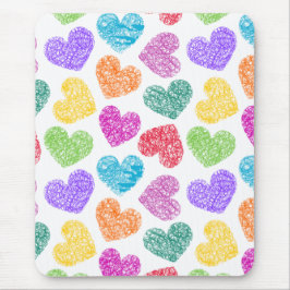 Modernes, lebendiges Regenbogen Doodle Herz Niedli Mousepad