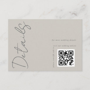 Modernes, leicht graues QR-Code für Hochzeiten Begleitkarte