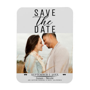 Modernes, leicht graues Save the Date Hochzeitssze Magnet