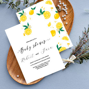 Modernes Lemon Blumengarten Babydusche Party Einladung