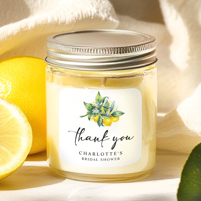 Modernes Lemon-Brautparty Quadratischer Aufkleber (Von Creator hochgeladen)