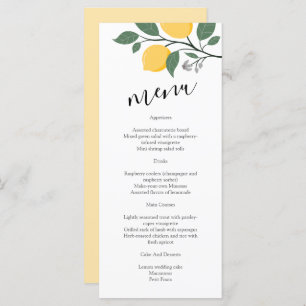 Modernes Lemon Foliage Calligraphy Wedding Menu