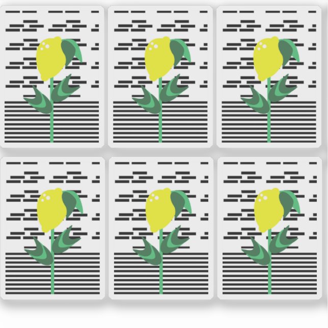 Modernes Lemon Pflanze Sticker Set (Vorderseite)