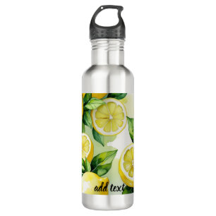 Modernes lemonblaues Blumenskript-Brautparty Edelstahlflasche