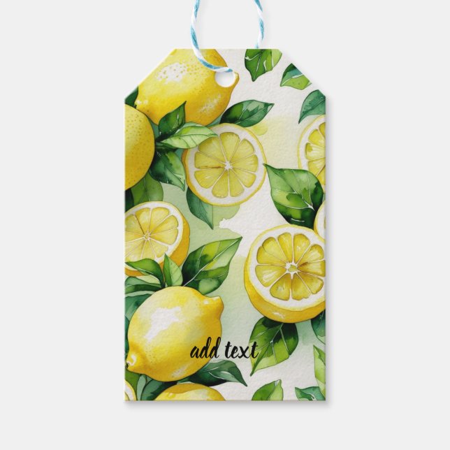 Modernes lemonblaues Blumenskript-Brautparty Geschenkanhänger (Vorderseite)
