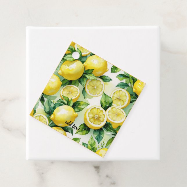 Modernes lemonblaues Blumenskript-Brautparty Geschenkanhänger (Beispiel)