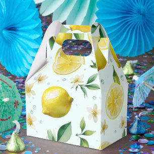 Modernes lemonblaues Blumenskript-Brautparty Geschenkschachtel