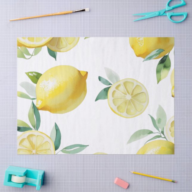 Modernes lemonblaues Blumenskript-Brautparty Seidenpapier (Basteln)