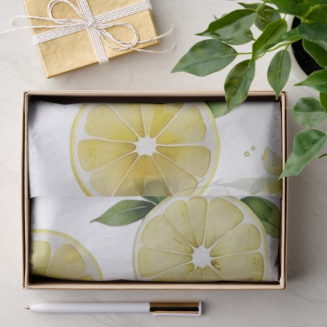 Modernes lemonblaues Blumenskript-Brautparty Seidenpapier (Geschenk)