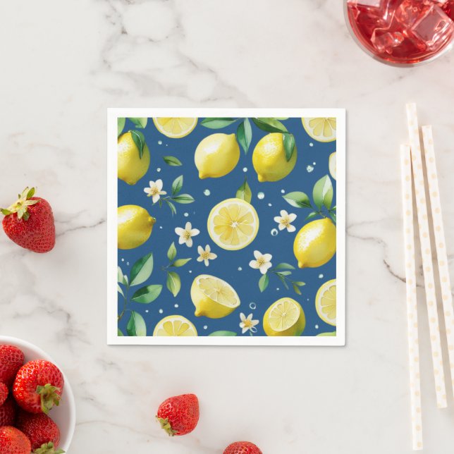 Modernes lemonblaues Blumenskript-Brautparty Serviette (Beispiel)