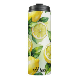 Modernes lemonblaues Blumenskript-Brautparty Thermosbecher