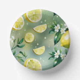 Modernes lemongelbes Blumenskript-Brautparty Pappteller