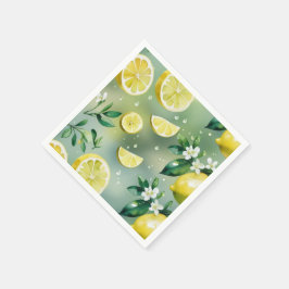 Modernes lemongelbes Blumenskript-Brautparty Serviette